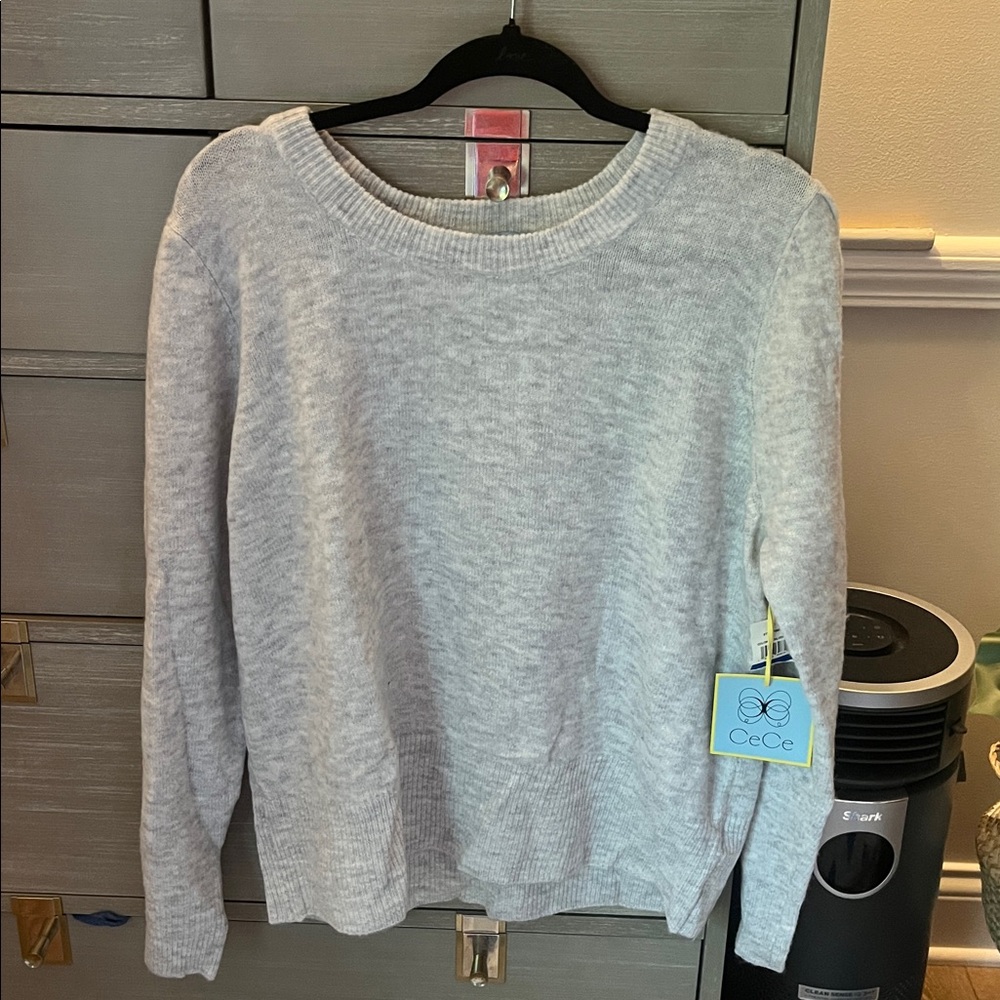 CeCe Heather Gray Knit Sweater
